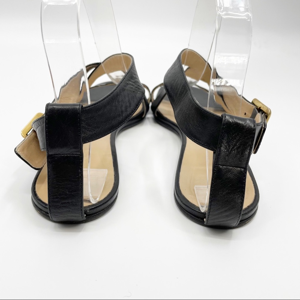 CHLOE Scalloped Criss Cross black leather sandals - Picture 4 of 9